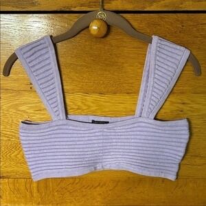 Y2K Cozy Chic Preppy Elevated Loungewear Wild Fable Purple Ribbed Knit Crop Top